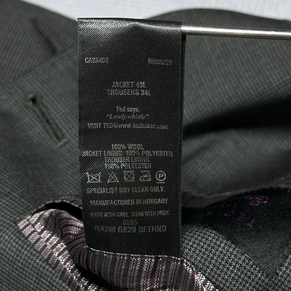 Ted‎ Baker Endurance Dark Gray Wool Surgeon Cuffs Blazer Jacket Men's Size 40L